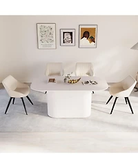 Streamdale Furniture 63" Cream Dining Table & 4 Metal Leg Chairs