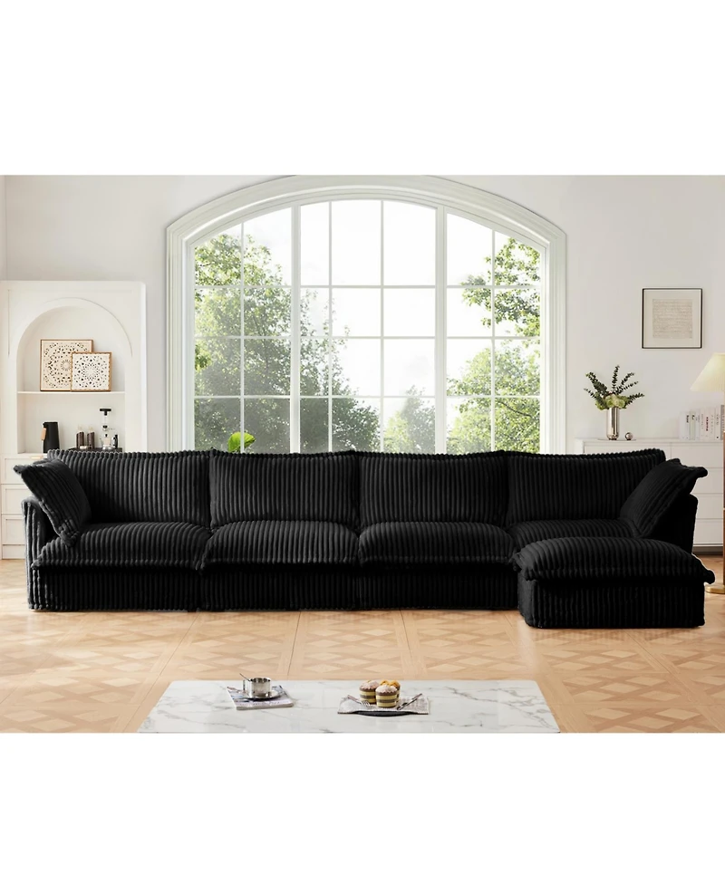 Streamdale Furniture Slipcovered L-Shape Sectional Sofa Black Corduroy