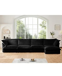 Streamdale Furniture Slipcovered L-Shape Sectional Sofa Black Corduroy