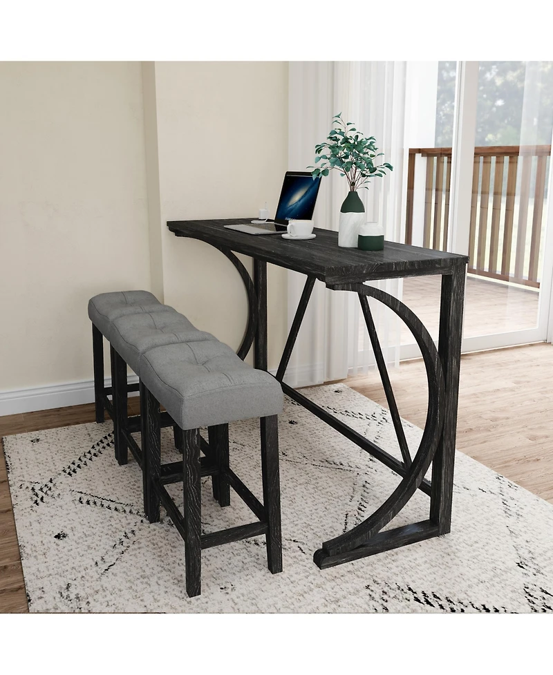 Streamdale Furniture Industrial Bar Table Set with Power Outlet