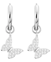 Macy's Cubic Zirconia Butterfly Charm Dangle Huggie Hoop Earrings