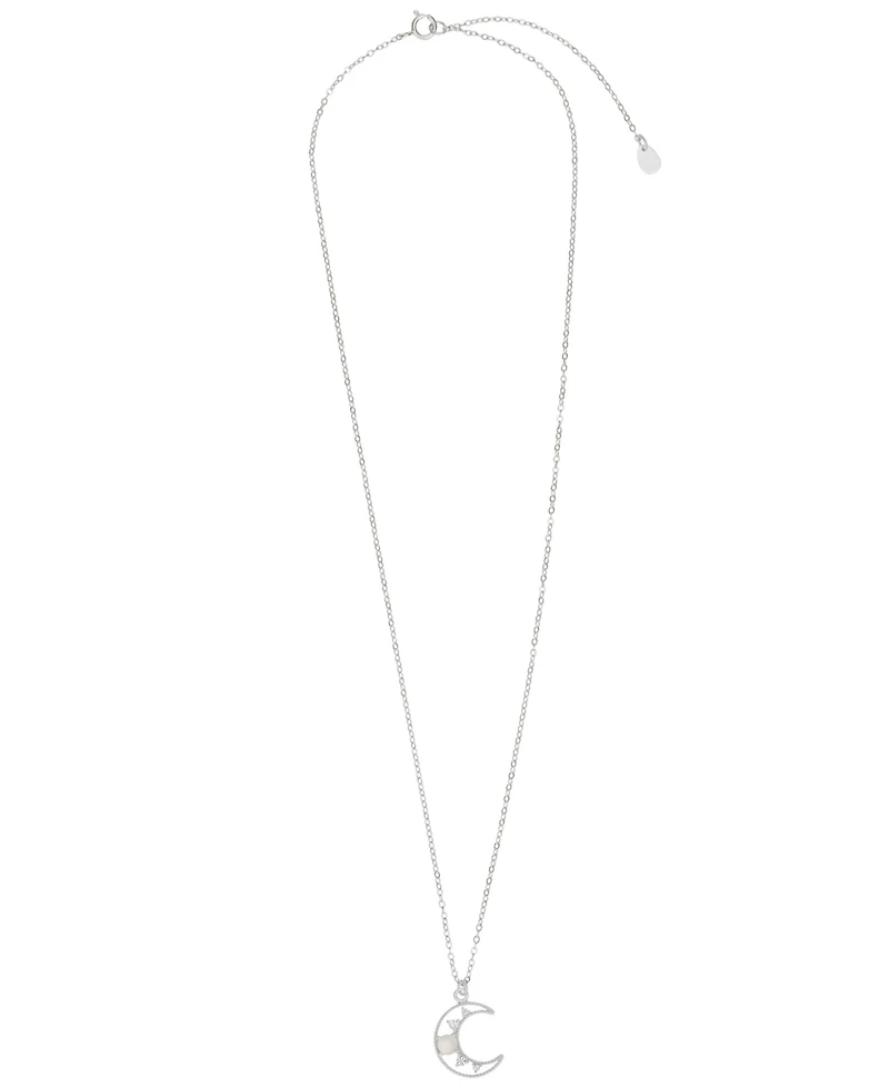 Macy's Cubic Zirconia & Simulated Opal Moon Pendant Necklace