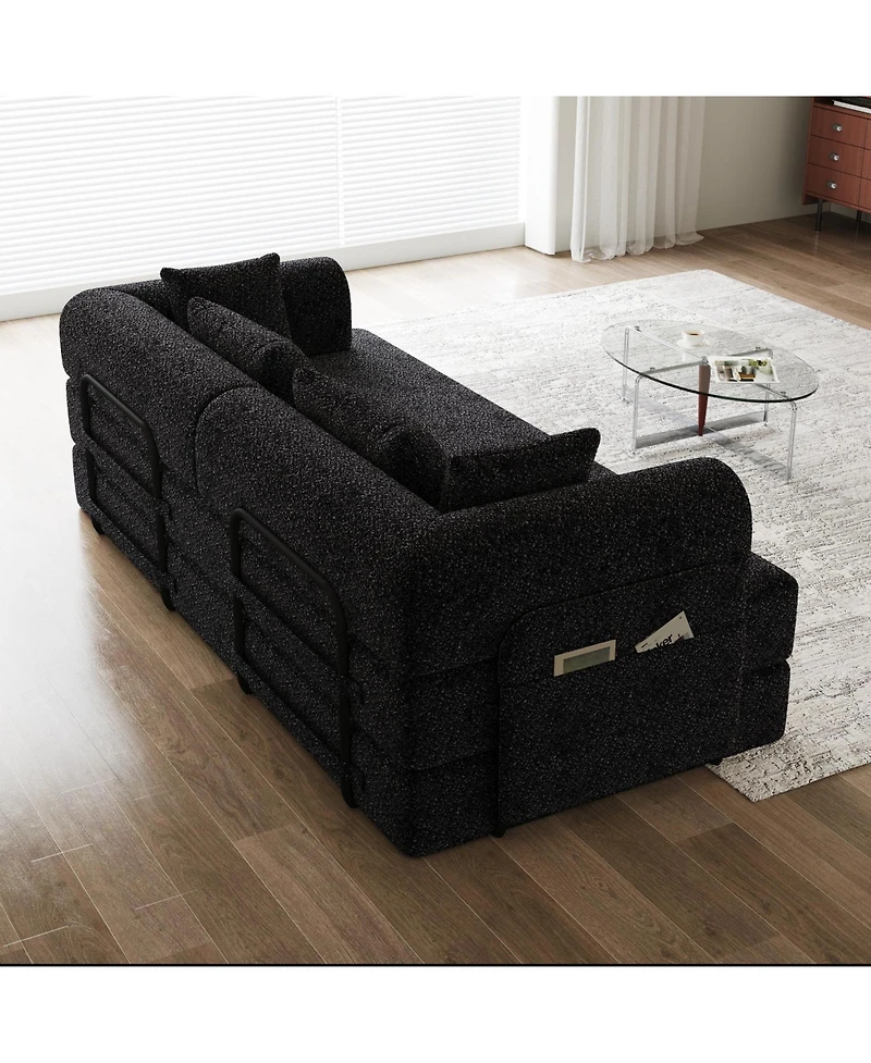 Streamdale Furniture 78.7" Convertible Sleeper Sofa Bed with Pillow & Side Pocket