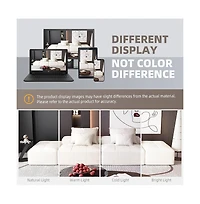 Streamdale Furniture Modern Chenille Sectional Sofa with Ottomans & Pillows - Beige