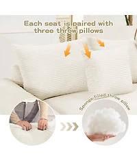 Streamdale Furniture Oversized Cloud Corduroy Sectional Couch with Ottoman & Pillows