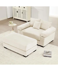 Streamdale Furniture Oversized Cloud Corduroy Sectional Couch with Ottoman & Pillows