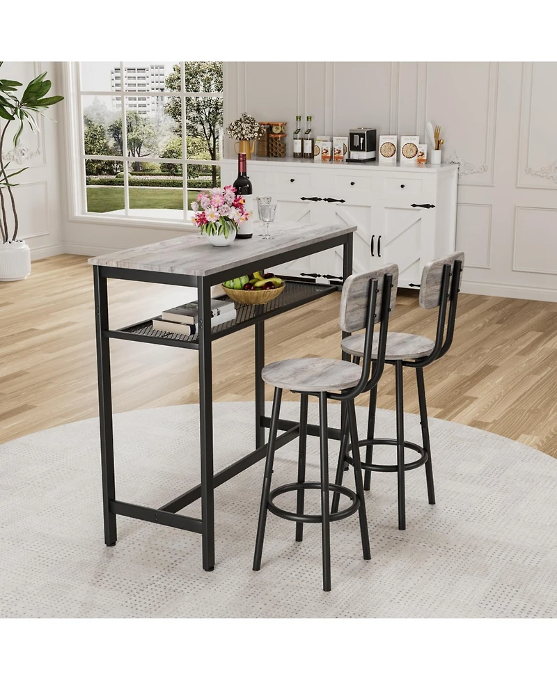 Streamdale Furniture Streamdale Bar Table & 2 Stools Set, Space Saving Pub Dining