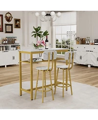 Streamdale Furniture 3-Piece Counter Height Dining Table Set, Faux Marble Top