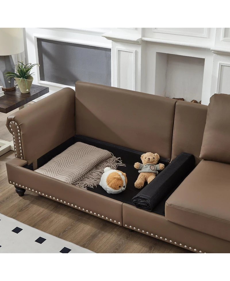 Streamdale Furniture Streamdale Modern Classic Brown Leather 2+3 Seater Sofa Set