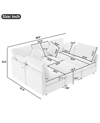 Streamdale Furniture 86.6" Sectional Sofa w/ Ottoman & Usb Ports