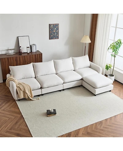 Streamdale Furniture Streamdale 130" Oversize 5-Piece Modular Sectional Sofa with Ottoman