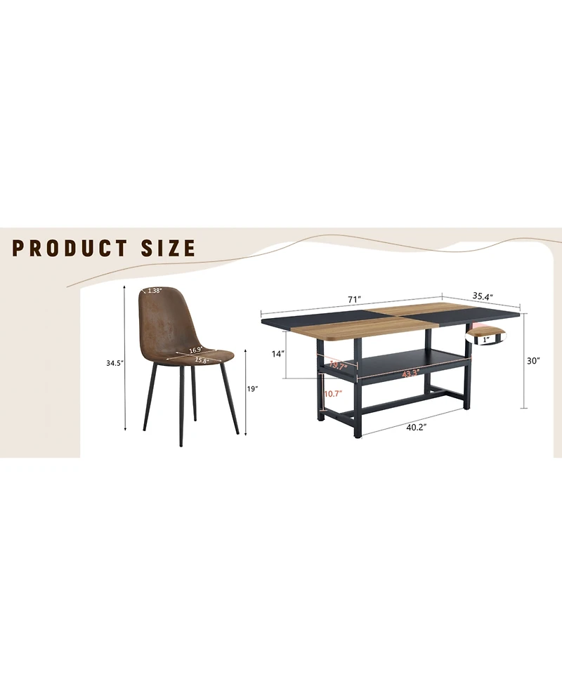 Streamdale Furniture Streamdale Wooden Dining Table Set with 8 Brown Chairs