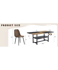 Streamdale Furniture Streamdale Wooden Dining Table Set with 8 Brown Chairs