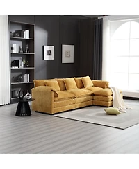 Streamdale Furniture Oversized Chenille Sectional Sofa with Ottoman & Memory Foam