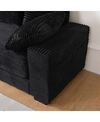 Streamdale Furniture Corduroy Sectional Sofa w/ Ottoman & Pillows