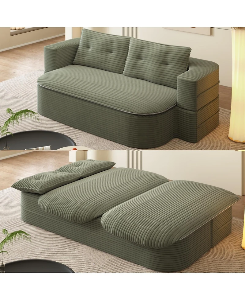Streamdale Furniture 78.7" Modern Foldable Sofa Bed with Blanket & Pillows