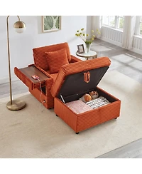 Streamdale Furniture Fluffy Corduroy Lazy Sofa w/ Ottoman, Table & Storage