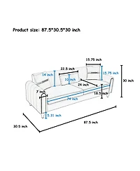 Streamdale Furniture Modern Plush 3-Seater Sofa with Pillows & Metal Legs