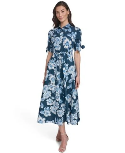 Calvin Klein Womens Tie Sleeve Collared Dress