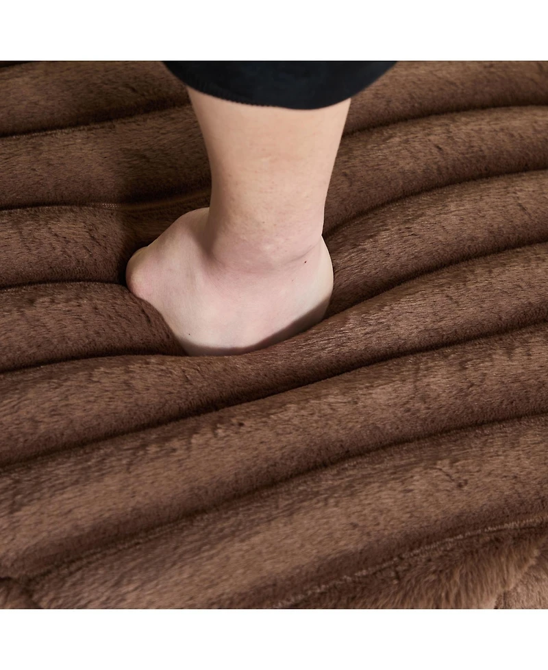 Streamdale Furniture Upholstered Round Ottoman with Metal Legs - Brown