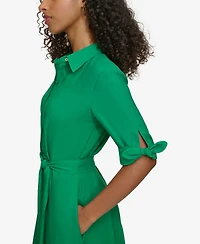 Calvin Klein Women's Tie-Sleeve Collared Shirt Dress