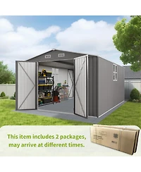 Streamdale Furniture 10x14 Metal Storage Shed, Lockable Doors, Window, All-Weather Shelter