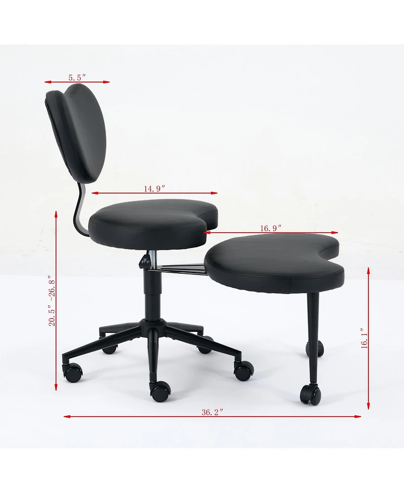 Streamdale Furniture Meditation Chair Plus - Cross Legged, Wheeled, Lumbar Support, Black Pu