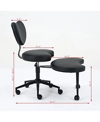 Streamdale Furniture Meditation Chair Plus - Cross Legged, Wheeled, Lumbar Support, Black Pu