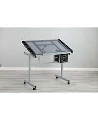 Streamdale Furniture Adjustable Art/Drafting Desk with Drawers & Wheels