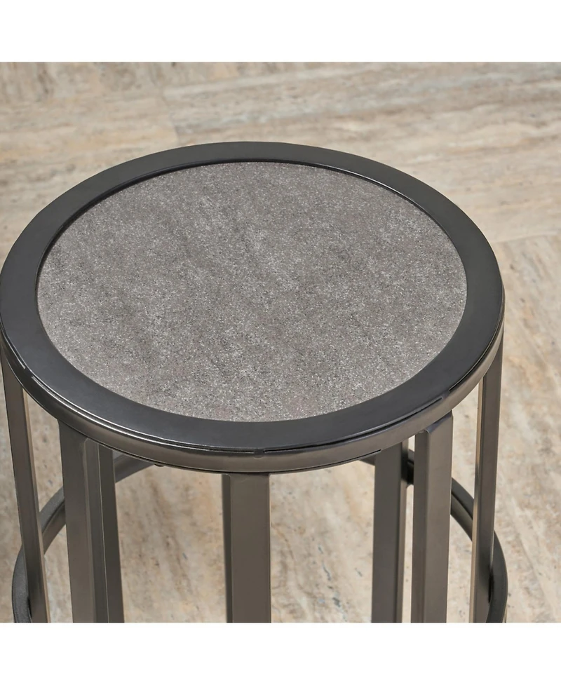 Streamdale Furniture Ceramic Tile Patio Side Table - Powder-Coated Iron Frame