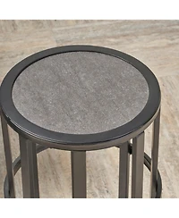 Streamdale Furniture Ceramic Tile Patio Side Table - Powder-Coated Iron Frame