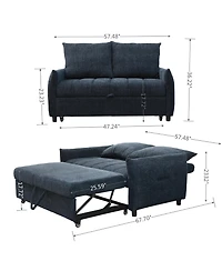 Streamdale Furniture 58" Navy Fabric Futon Sofa Bed - Adjustable Backrest