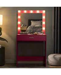Streamdale Furniture Vanity Desk with Mirror & Drawer, Adjustable Lights