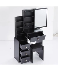 Streamdale Furniture Compact Vanity Set Sliding Mirror, Storage Drawer, Cushioned Stool, Epa/Gcc/Ul Certified