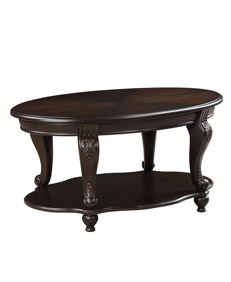 Streamdale Furniture 42" Espresso Oval Coffee Table with Open Storage and Easy Assembly