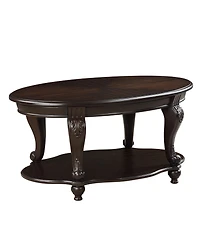 Streamdale Furniture 42" Espresso Oval Coffee Table with Open Storage and Easy Assembly