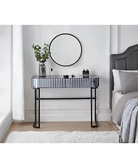 Streamdale Furniture + Vanity Table + Stainless Steel + Mirrored + Drawers