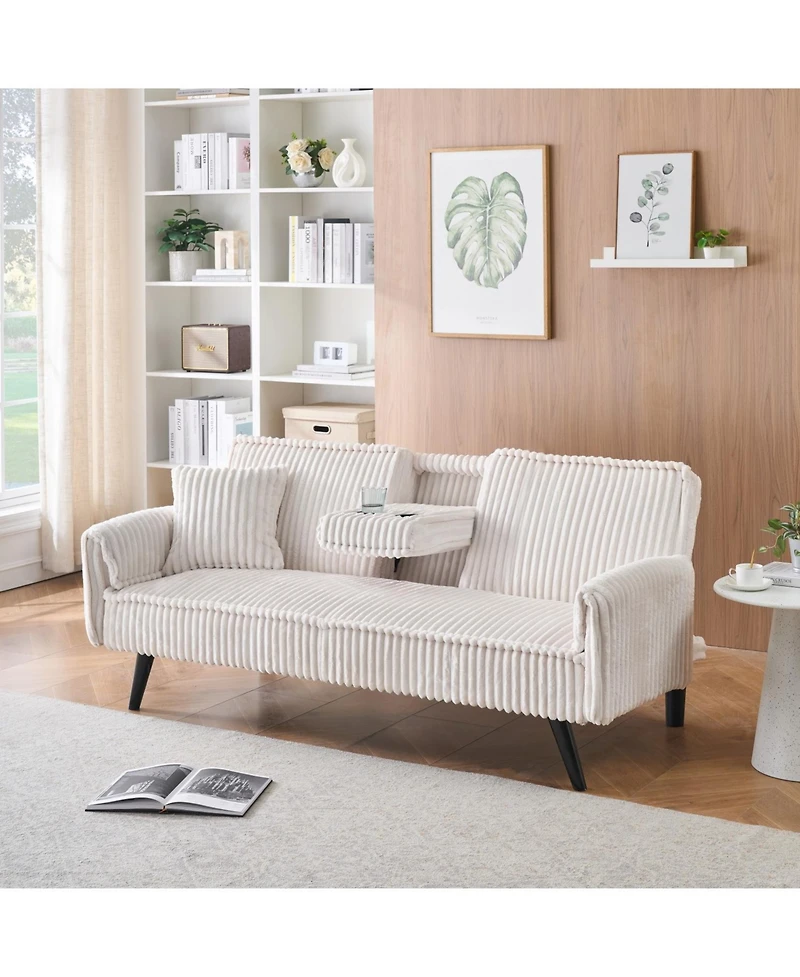 Streamdale Minimalist style, straight-line corduroy sofa suitable for sitting and lying in the living room and bedroom