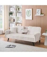 Streamdale Minimalist style, straight-line corduroy sofa suitable for sitting and lying in the living room and bedroom