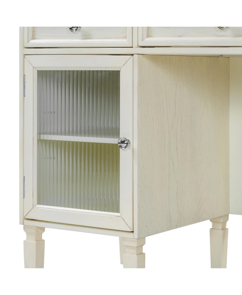 Streamdale Furniture Vanity Desk Flip-Top Mirror Drawer Cabinet Oak