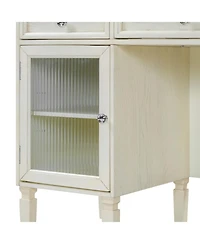 Streamdale Furniture Vanity Desk Flip-Top Mirror Drawer Cabinet Oak