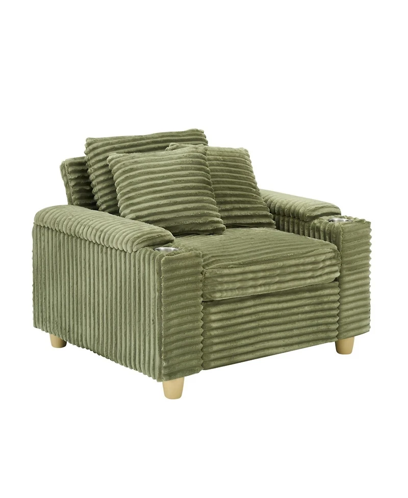 Streamdale Furniture Green Corduroy Sofa Set w/ Storage