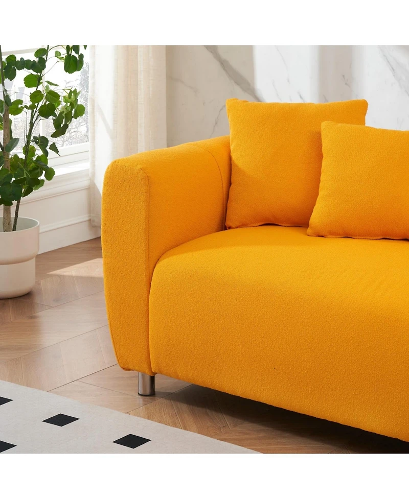 Streamdale Furniture 89" Yellow Sofa with Metal Legs & Pillows