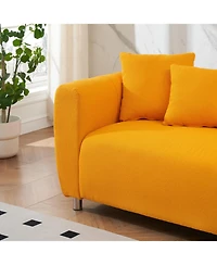 Streamdale Furniture 89" Yellow Sofa with Metal Legs & Pillows