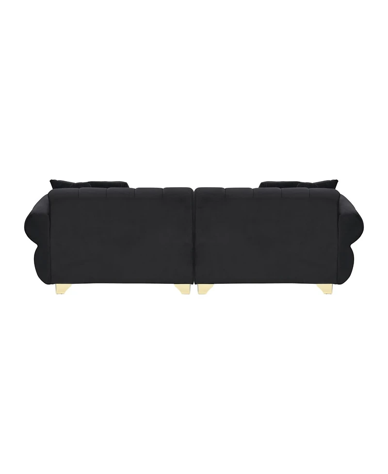 Streamdale Furniture 89" Flannelette Sofa Set w/ Metal Feet & Throw Pillows