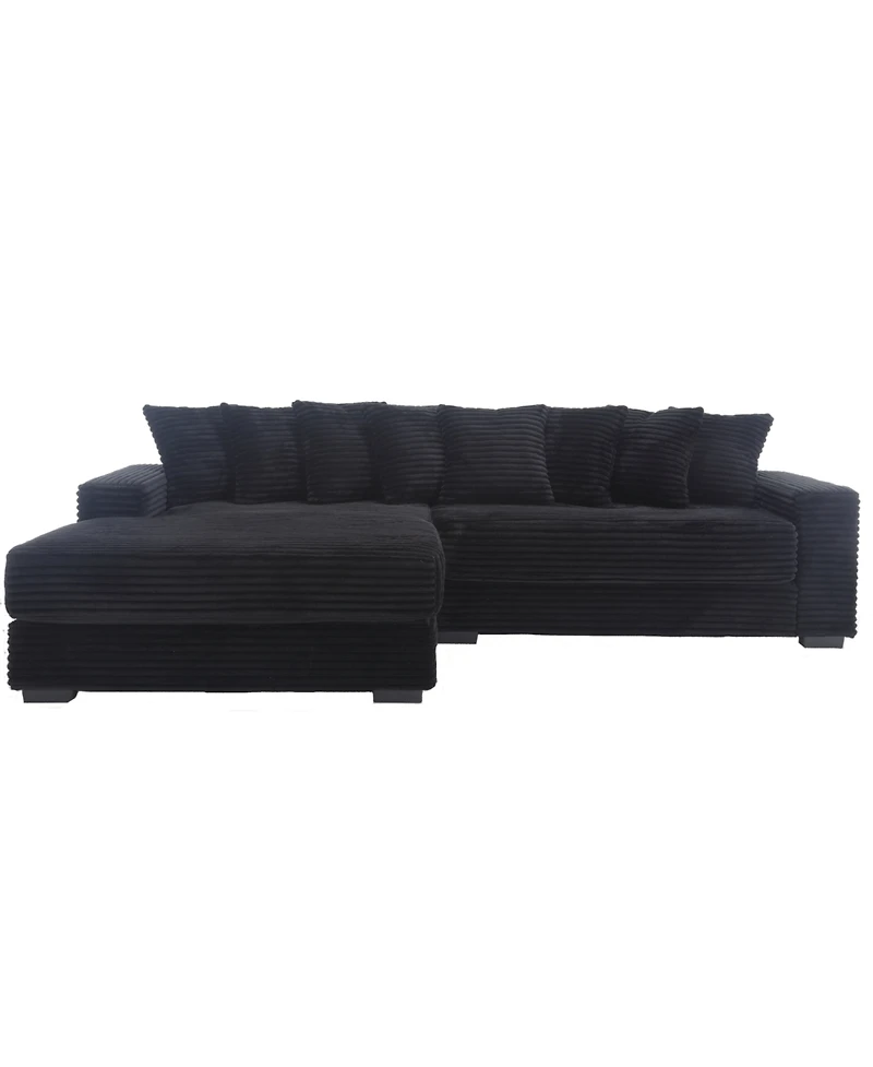 Streamdale Furniture Oversized Corduroy L Shaped Sofa with Chaise & 8 Pillows