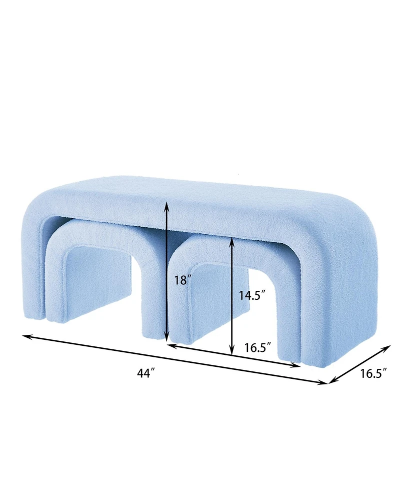 Streamdale Furniture U-Shaped Teddy Ottoman Bench Set of 3