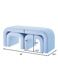 Streamdale Furniture U-Shaped Teddy Ottoman Bench Set of 3