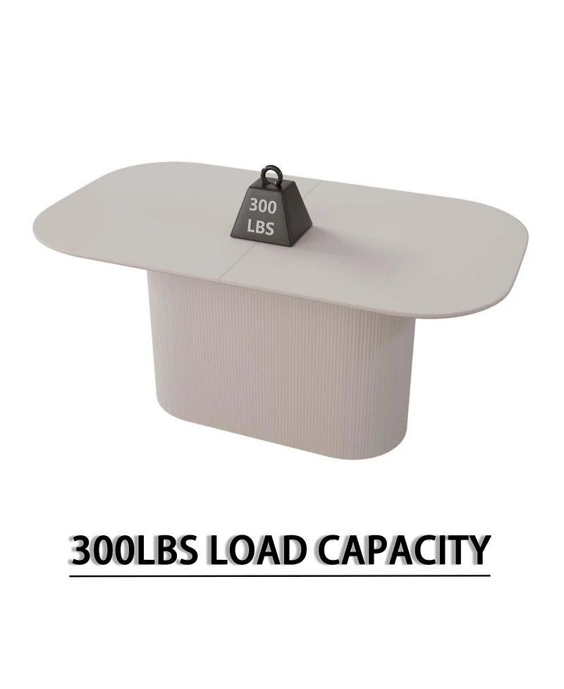 Streamdale Furniture 63" Cream Mdf Dining Table Striped Legs