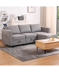 Streamdale Furniture Dark Grey Small Sectional Sofa with Ottoman